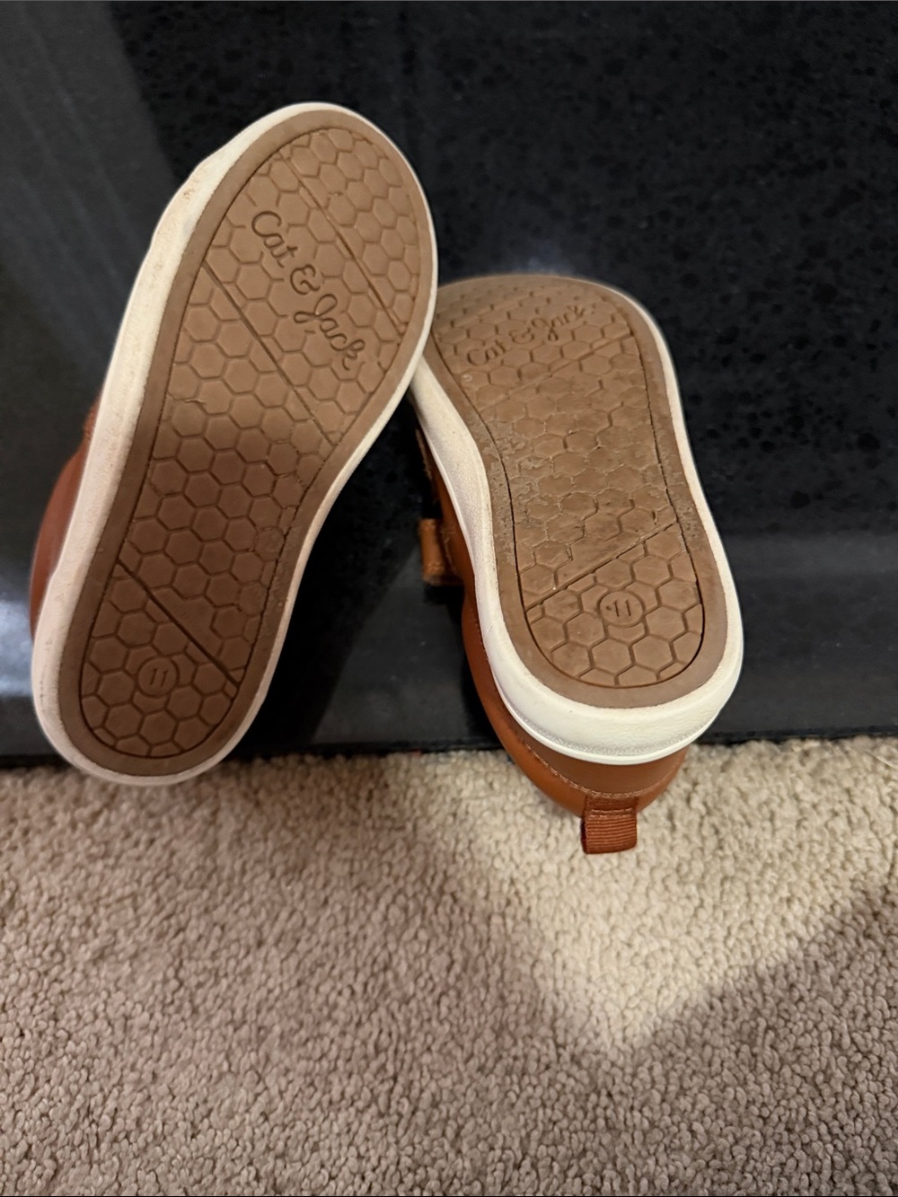Kids Cat & Jack Tan Leather Double-Strap Sneakers - Picture 4 of 4